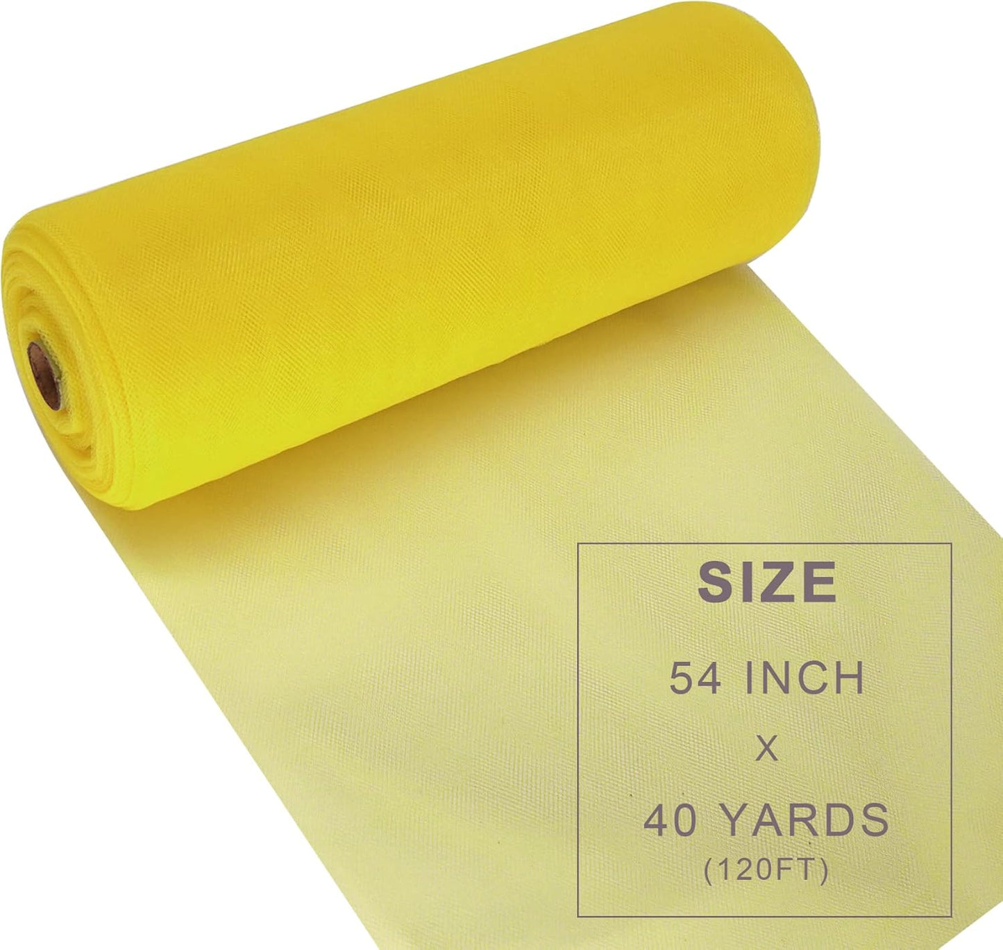 Yellow Tulle Fabric Roll Spool Bolt (54 Inch by 40 Yards) Large Tulle Wedding Party Decoration, Tutu Skirt, Table Runner, Gift Wrapping, Bridal Shower, Soft & Drape (Yellow)