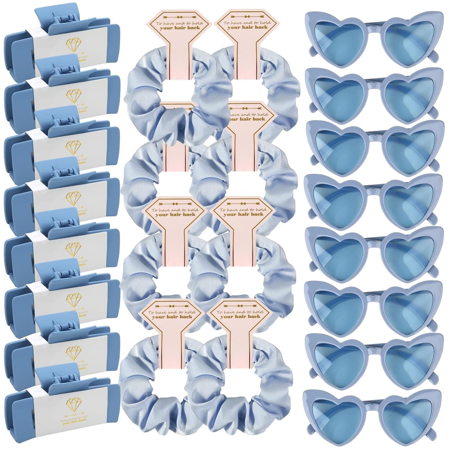 Bridesmaid Scrunchies Proposal Gifts 4.1inch square Hair Claws Bachelorette Hair Clip heart sunglasses Girls gift for Wedding Party Favors (Dusty Blue)