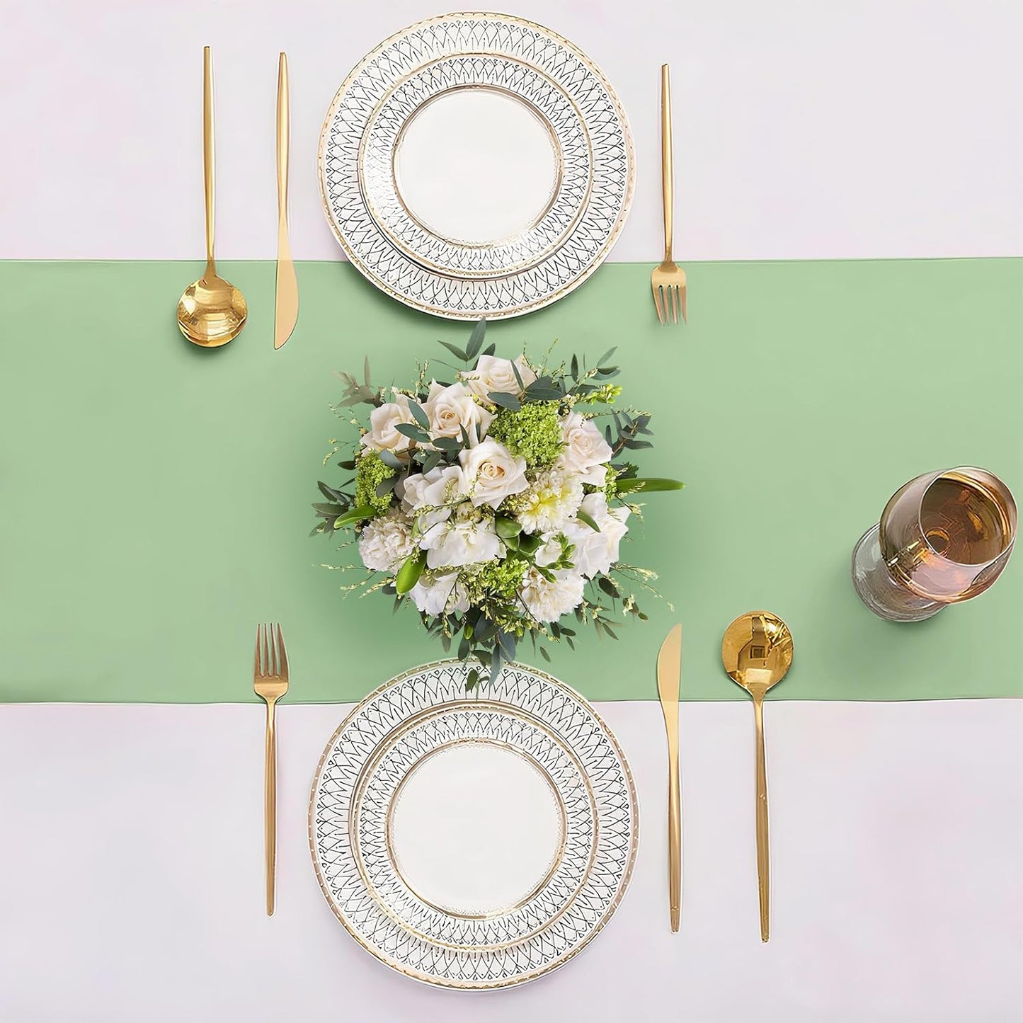 10 Pack Sage Green Satin Table Runner 12x108 Inches Long, Bright Silky Smooth Satin Table Runner Table Decor for Wedding Banquet Christmas Prom Event Birthday Party