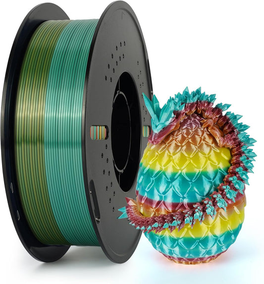 Kingroon Silk PLA Filament 1.75mm Rainbow Color Changing Filament 3D Printer Filament 1kg Dimensional Accuracy ±0.03mm,Fit Most 3D Printer(Macaron)