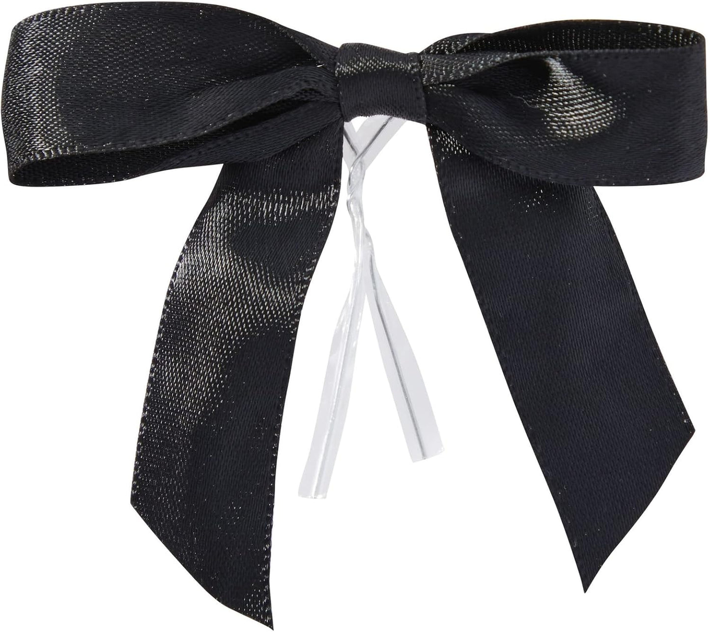 Juvale Gift Bows with Twist Ties - Mini Bows for Crafts & Wrapping - Pre-Tied Satin Polyester Ribbon for Treat Bags & Balloons - 3-Inch, Black, 100 Pack