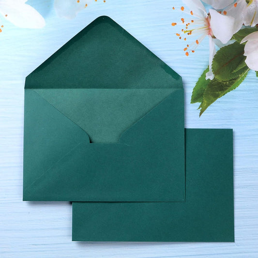 PONATIA 50 PCS/Pack A7 Emerald Green Envelopes, 5.25x7.5'', Perfect For 5x7'' Weddings Invitation Cards, Graduation, Acrylic Invitations, Photos, 5x7'' Envelopes For Invitations