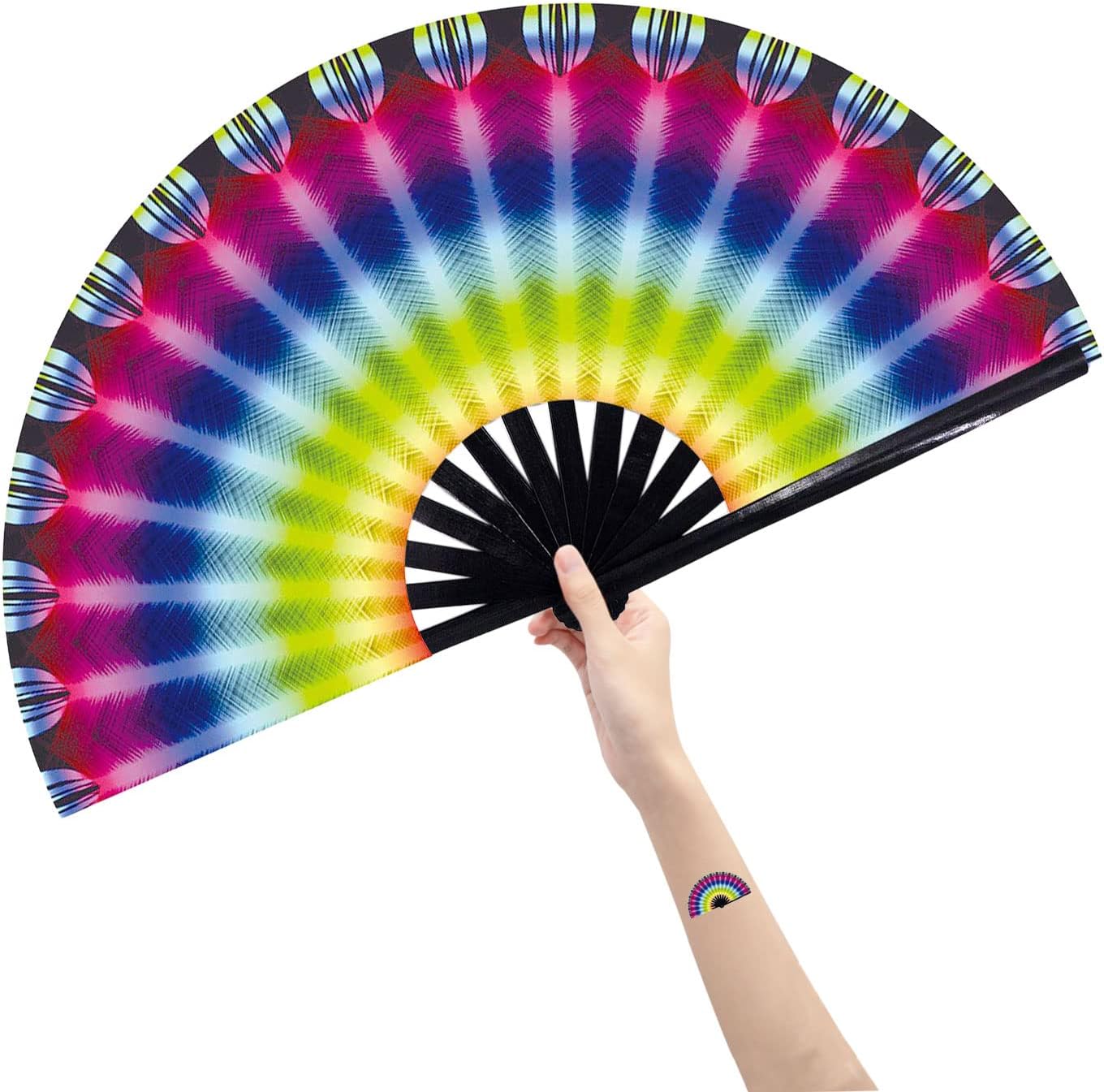 Amajiji Large Folding Hand Rave Fan Popping Fan for Line Dancing Clacking Fans for Boots On The Ground Dance,Party,Decoration,Festival (Ａperture)