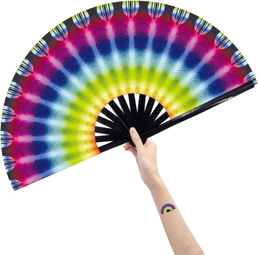 Amajiji Large Folding Hand Rave Fan Popping Fan for Line Dancing Clacking Fans for Boots On The Ground Dance,Party,Decoration,Festival (Ａperture)