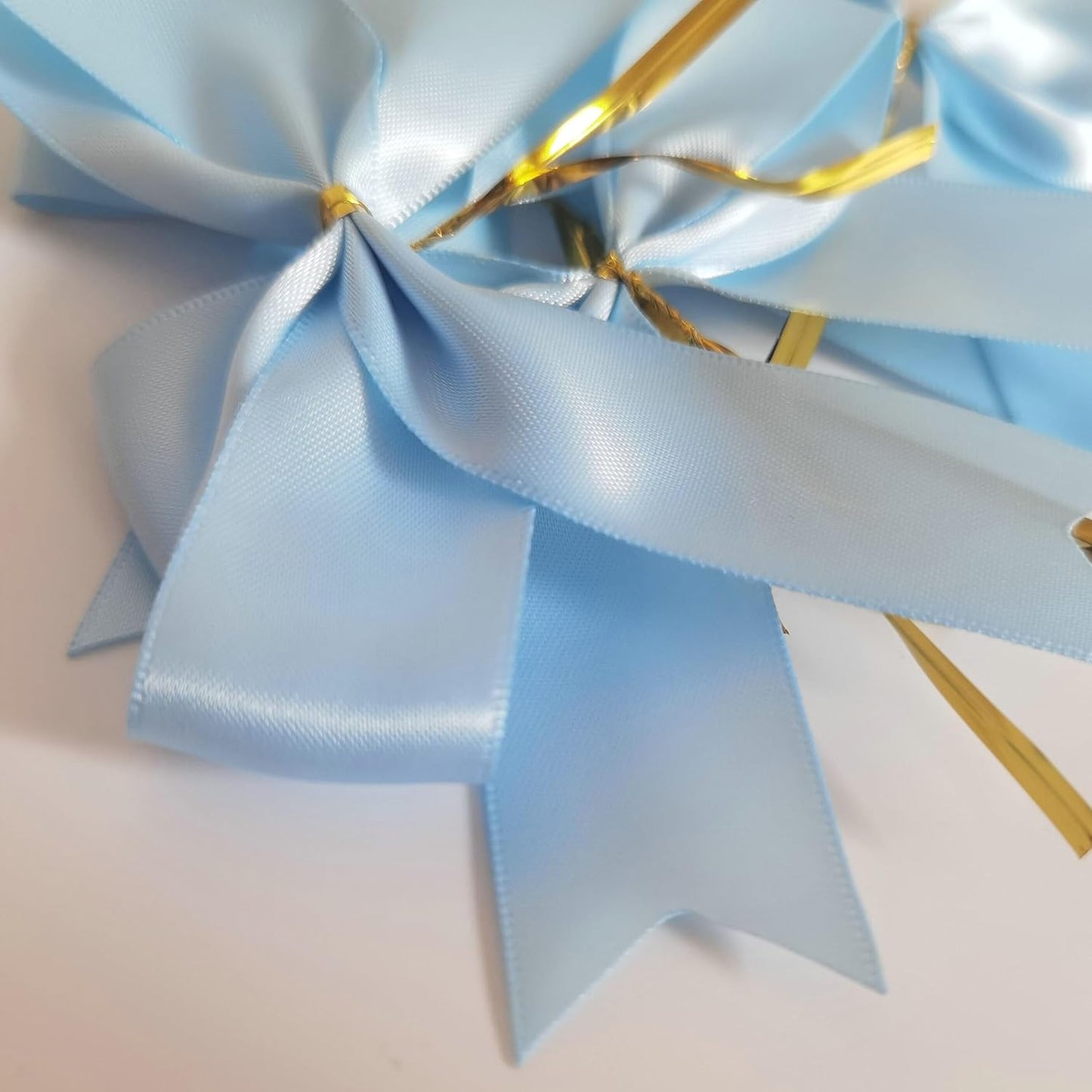50pcs 3.5" Light Blue Satin Ribbon Bows Twist Ties Bows Wine Bows Tie with Fish Tail Cutting (Lt.Blue)