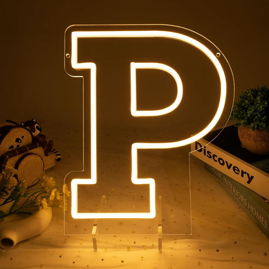 Light Up Letters P, Led Marquee Letter Lights Neon Sign, 13.9" Height Decorative Lighted Alphabet Number, Battery/USB Powered Led Letters Lights for Wedding, Birthday, Party, Christmas or Home Decor