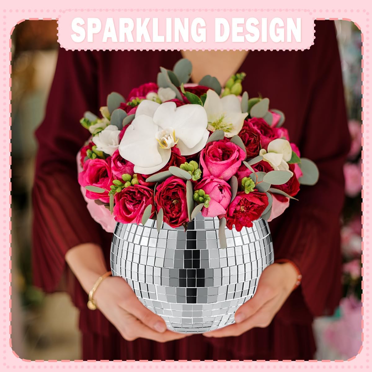 9 Pcs Disco Ball Vase,Glass Disco Ball Vases, Mirror Disco Balls,Candle Holder Vase,Disco Ball Decorations,Wedding Centerpieces,Birthday Parties,Bedroom,Office Decorations (5 x 6 inches)