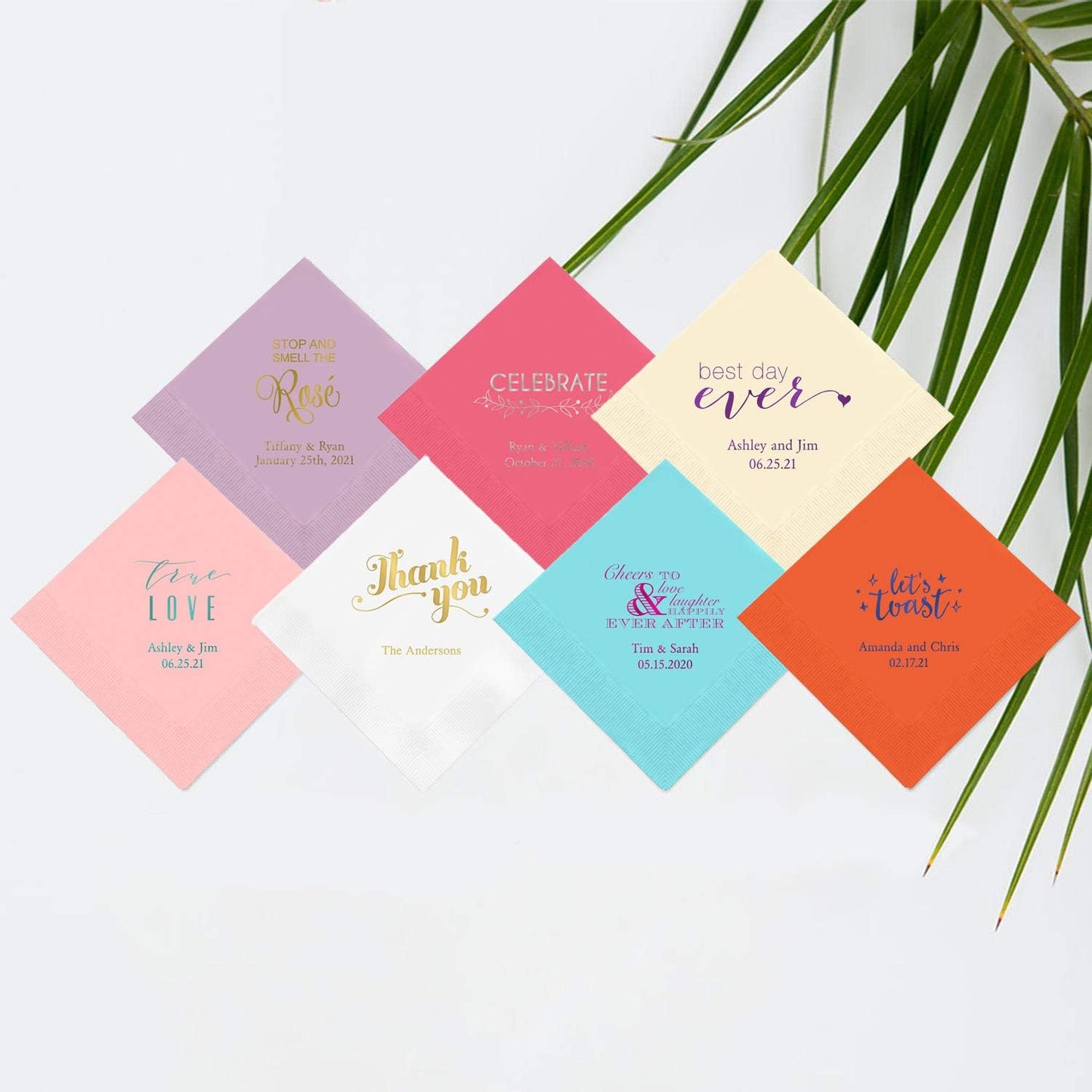 Weddingstar Personalized Printed Paper Napkins 3-Ply 40 Pack Dinner - Rectangular Fold Black