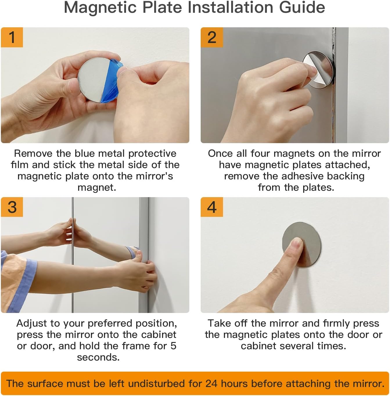 47"x12" Magnetic Mirror Lightweight Full-Length Mirror | Strong Adhesion, Easy Installation | Suitable for Refrigerators, Glass Walls, Wooden Doors, and More | 8.2kg Ultra-Strong Support | White
