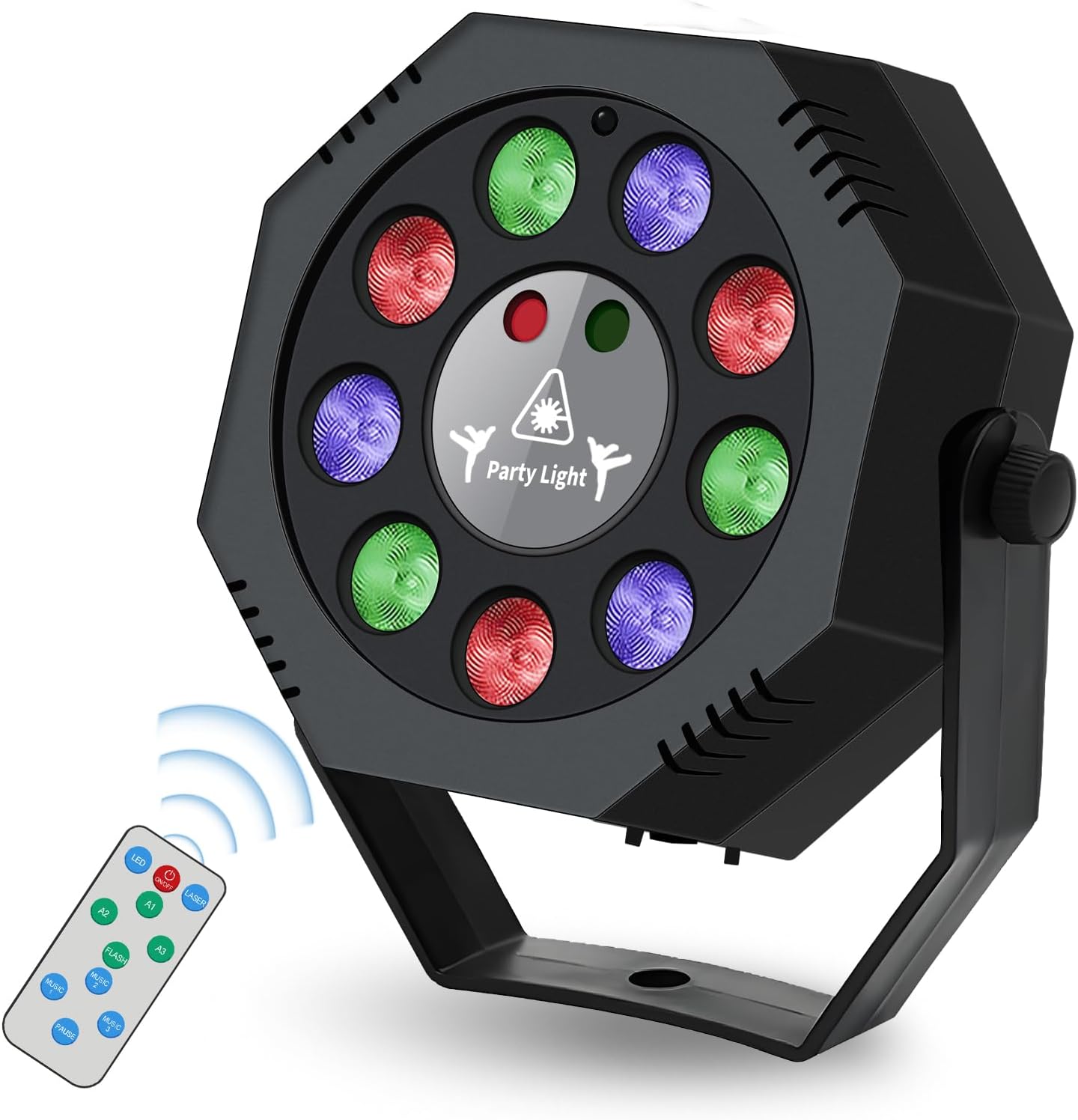 Party Light, Sound Activated DJ Lights with Remote Control, 9 LED Colorful Strobe Disco Light for Indoor Club Parties KTV Halloween Christmas Birthday Decorations Outdoor Glow