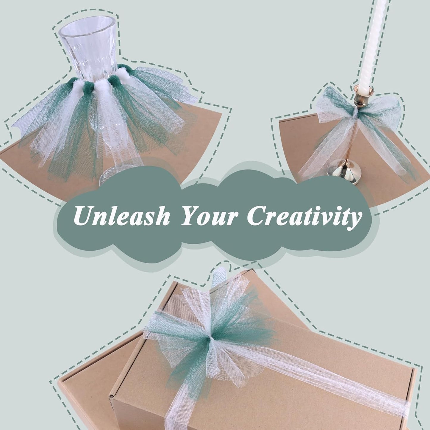 Hunter Green Tulle Fabric Roll 6" by 100 Yards (300 ft) Soft Tulle Spool for DIY Crafting Favor Supplies, Tutus, Wedding, Party Decorations, Gift Wrapping