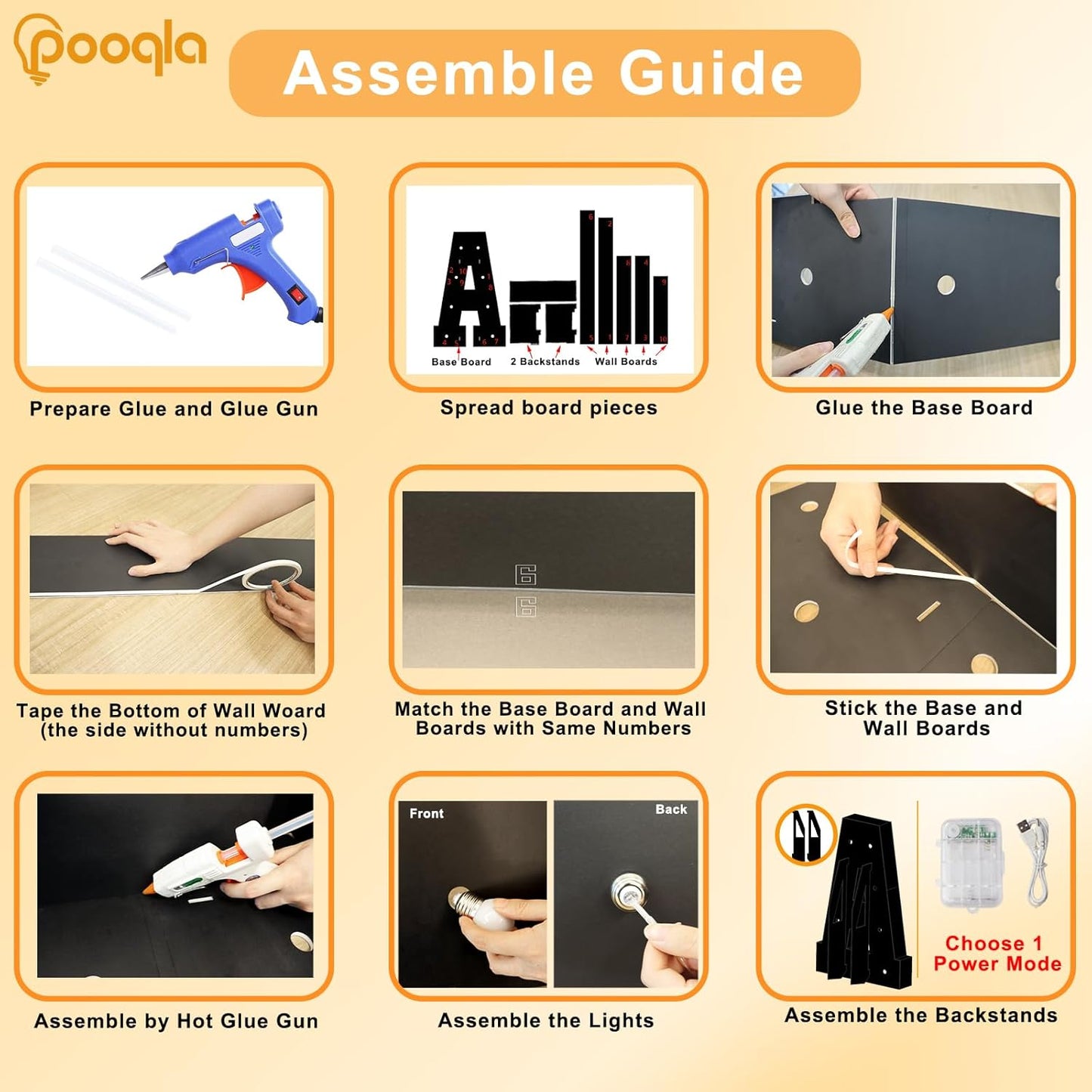 Pooqla 3FT Marquee Light Up Letters, Black LED Party Decor Large Marquee Letters 3 Feet Tall, Giant Mosaic Letter for Birthday Graduation Anniversary Wedding Decoration, Letter C