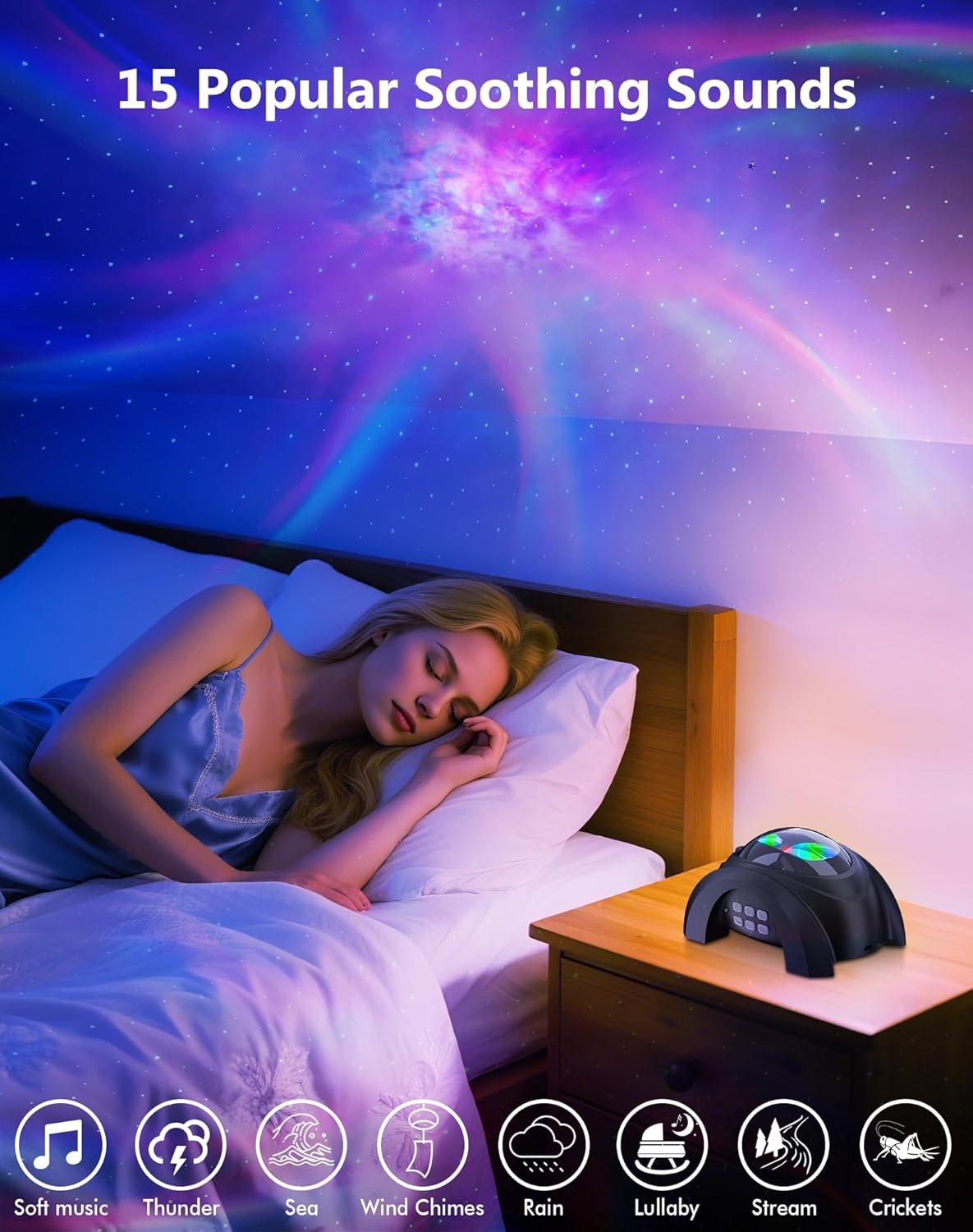 Rossetta Galaxy Projector, Star Projector for Bedroom with Bluetooth Speaker & White Noise, Remote, Timer, Night Light for Kids Room Decor, Party, Birthday & Christmas Gifts for Adults Teen Girls Boys