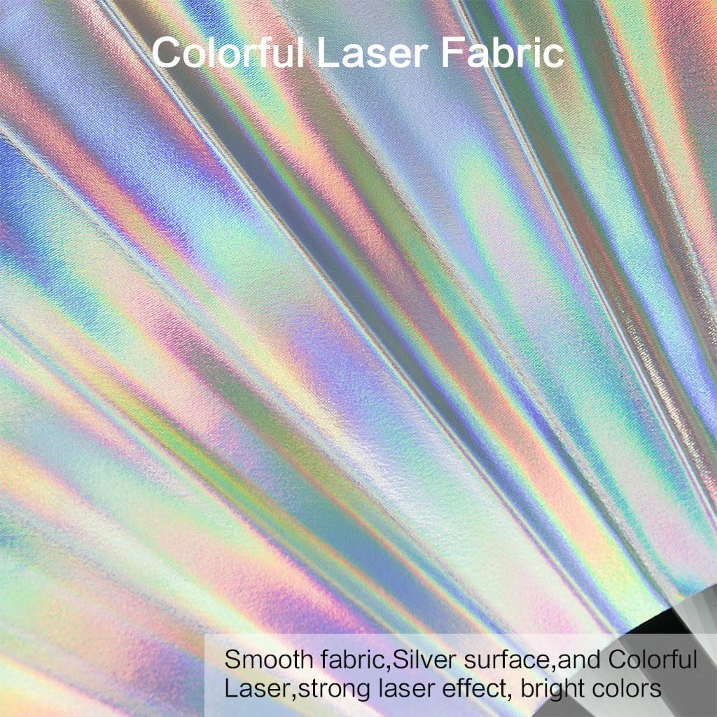 Large Rave Fan, Clack Folding Hand Fan with Premium Fabric, Thick Bamboo Frame for Men Women Gift for EDM, Festival, Club, Party, Dance, Decoration (Holographic Silver, 13")