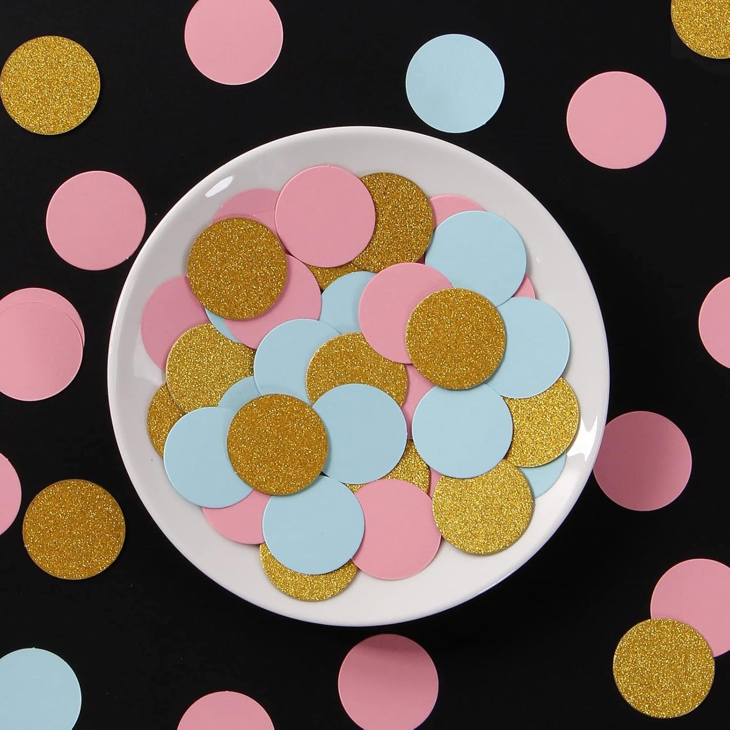 Gender Reveal Decorations Blue Pink - 300pcs Paper Confetti Glitter Baby Gender Reveal Party Supplies Ideas Gender Reveal Theme Gold Birthday Table Decor HongTongTong