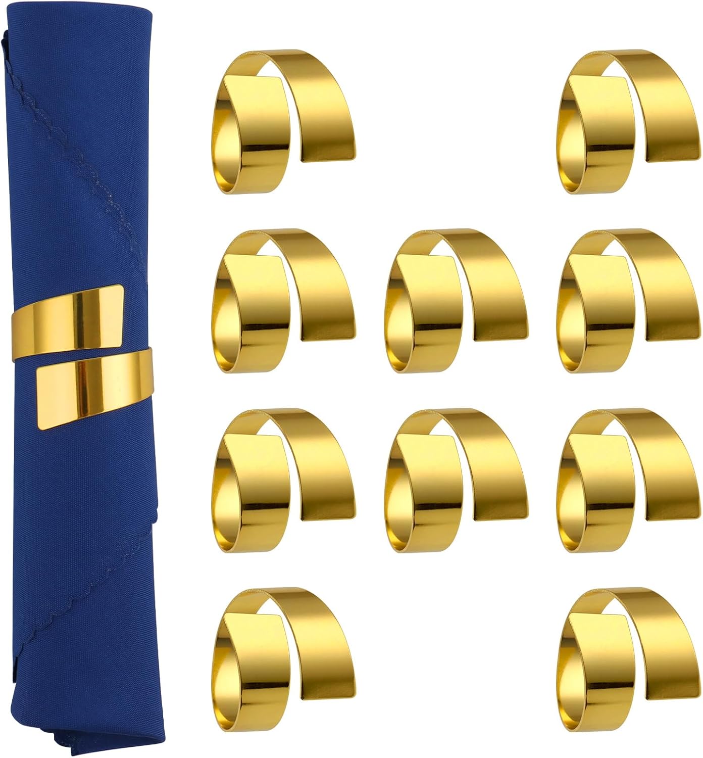 Gold Napkin Rings Set of 10, Metal Material (Gold, Normal)