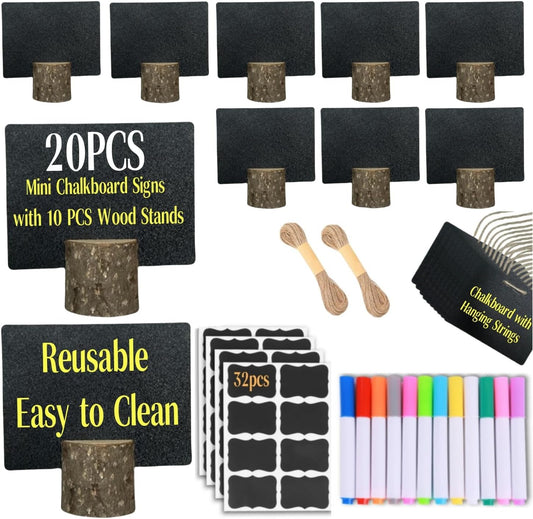 10 Pcs Mini Chalkboard Signs Small Chalkboard Label with Rustic Wood Stand, Food Labels for Party Buffet Wedding Birthday Party Bakery