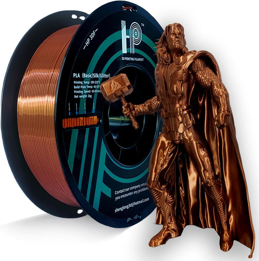 PLA Filament, Silk PLA, 3D Printer Filament, PLA Filament 1.75mm Dimensional Accuracy +/- 0.02mm, 1KG Spool (2.2 lbs), Fit Most FDM Printer (Silk Copper)