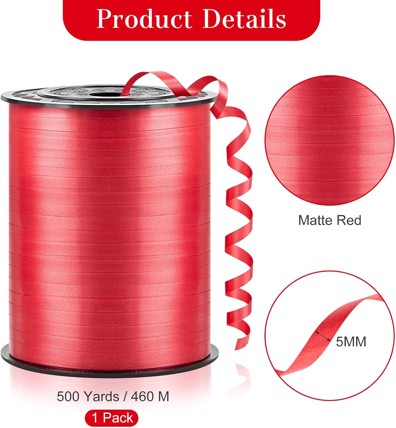 500 Yards Red Curling Ribbon-Balloon String-Balloon Ribbon Roll for Party Decoration, Gift Wrapping, Wedding, Art Crafts, Florist Flower
