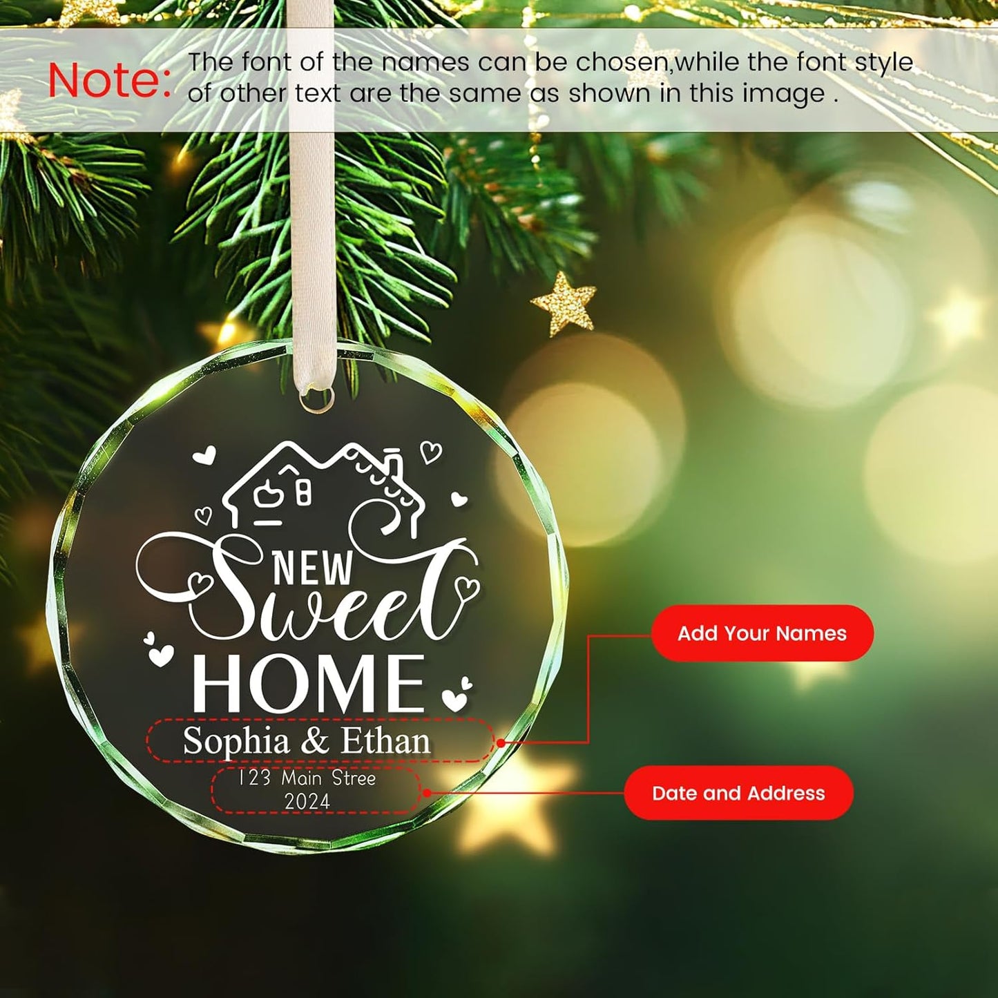 New Home Ornament 2025 House Warming Gifts, Personalized Christmas Ornaments, Custom First Christmas in My New Home, Customized Christmas Crystal Ornament