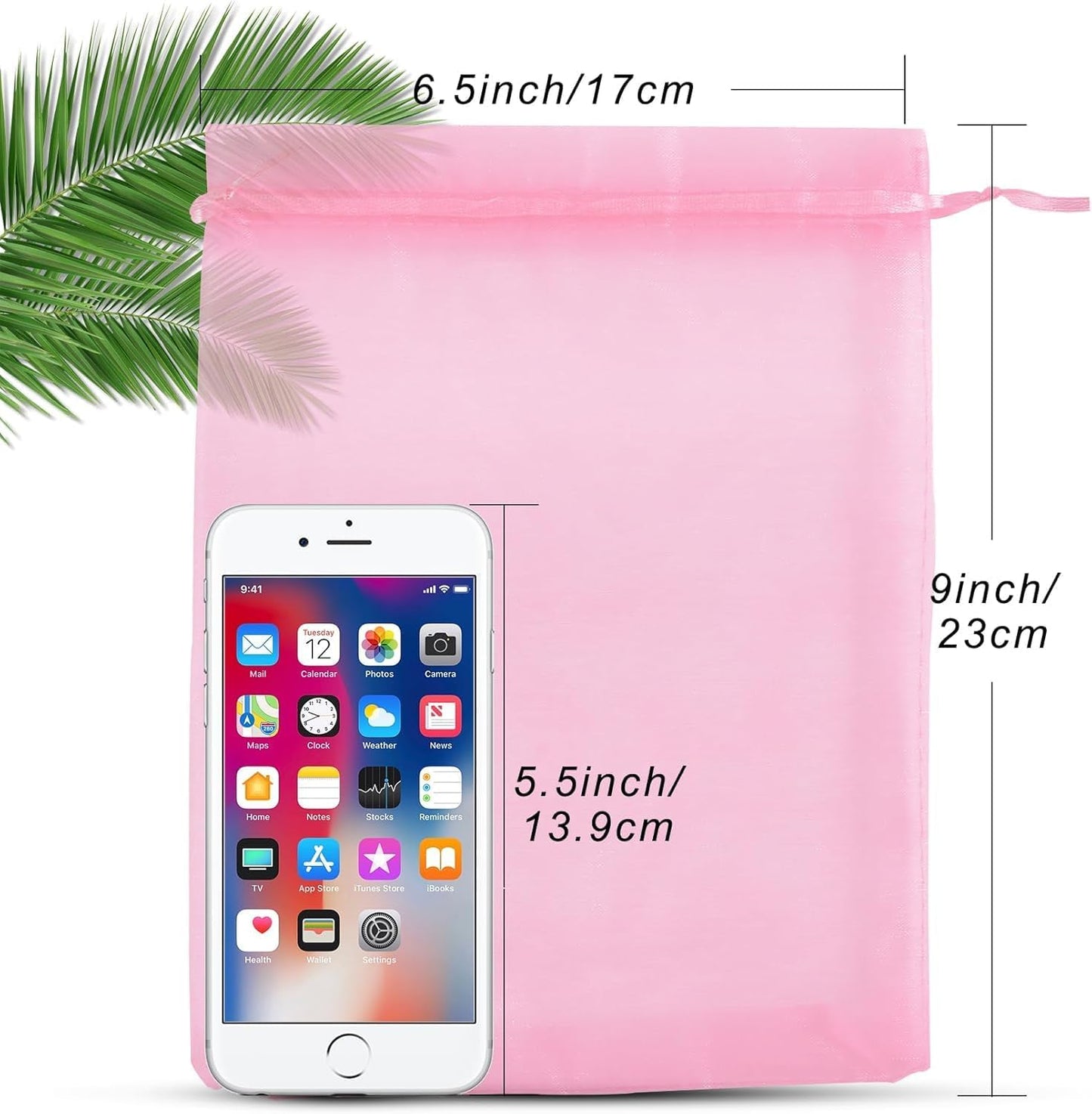 ANZNKU 100 Pack Premium Sheer Organza Bags 6x9 inches Mesh Bags Drawstring, Gift Bag for Party Wedding Christmas, Organza Favor Bag Drawstring(Pink)