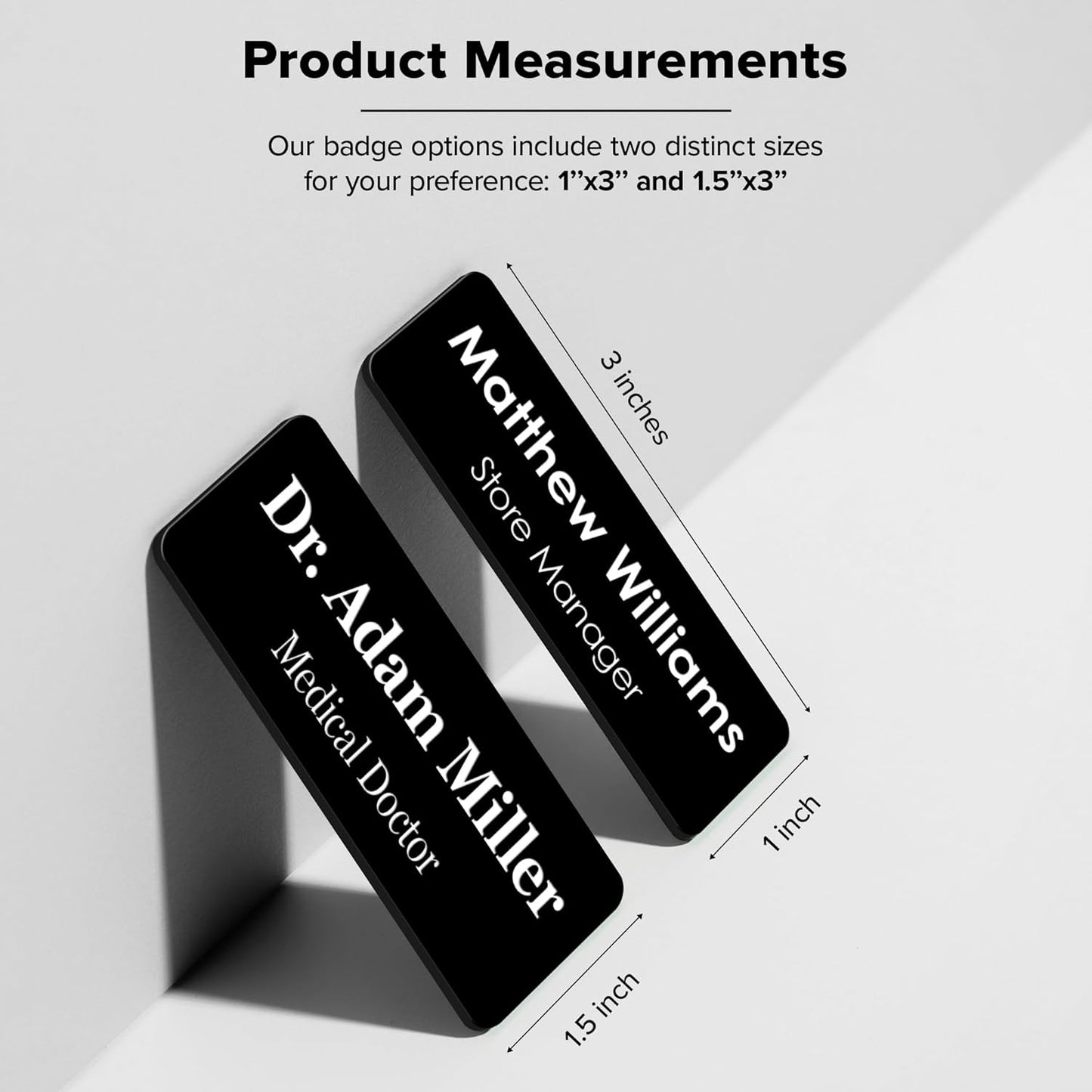 Magnetic Name Tag by My Sign Center - Black and White, Personalized, 1.5x3 Inches, Durable Engravable Impact Material, Made in The USA