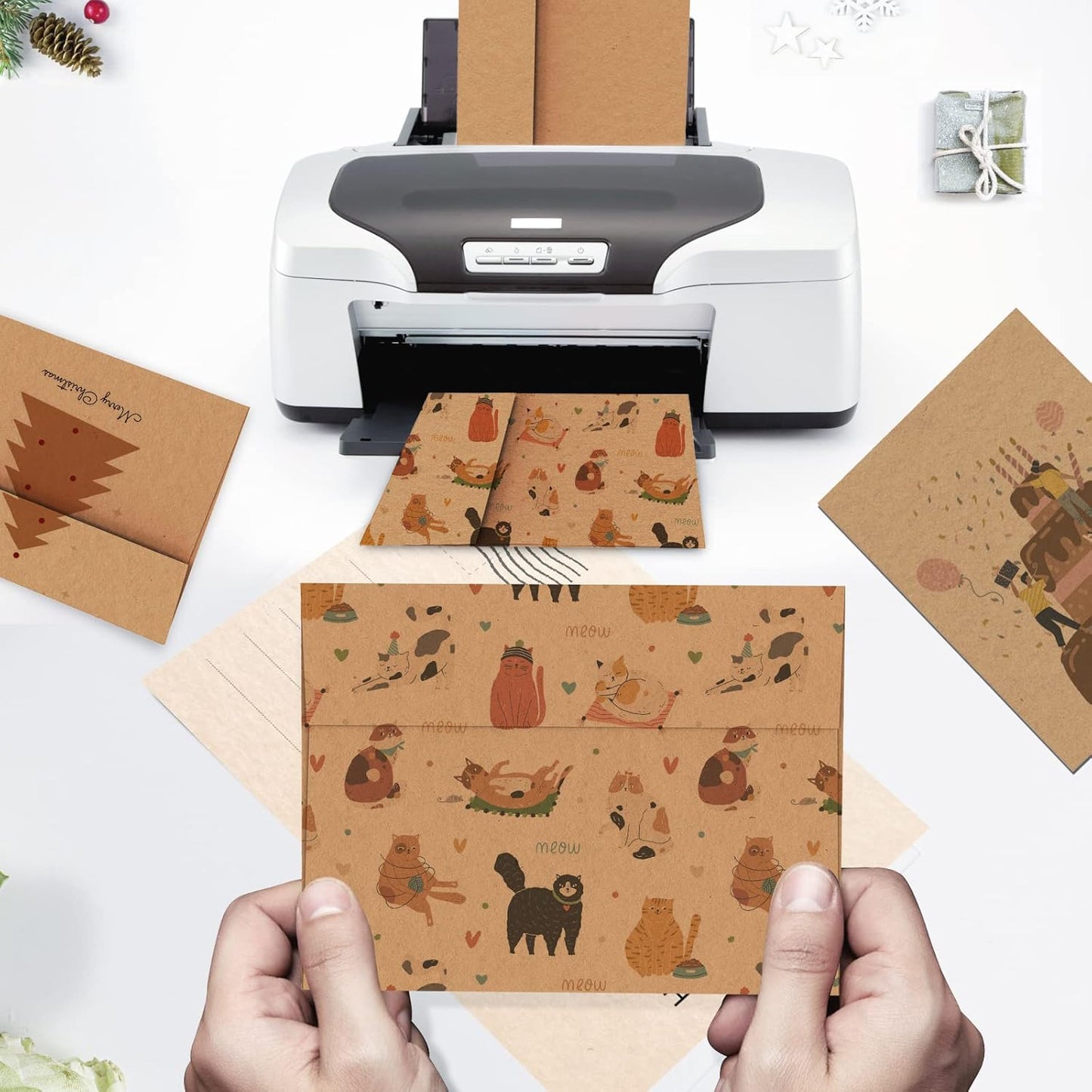 A7 Brown Kraft Envelopes Self Seal 100 Pack 120 GSM，Goefun Printable 5x7 Envelopes for Invitation, Mailing, Weddings, Business, Birthday, Photos, Documents and DIY Cards