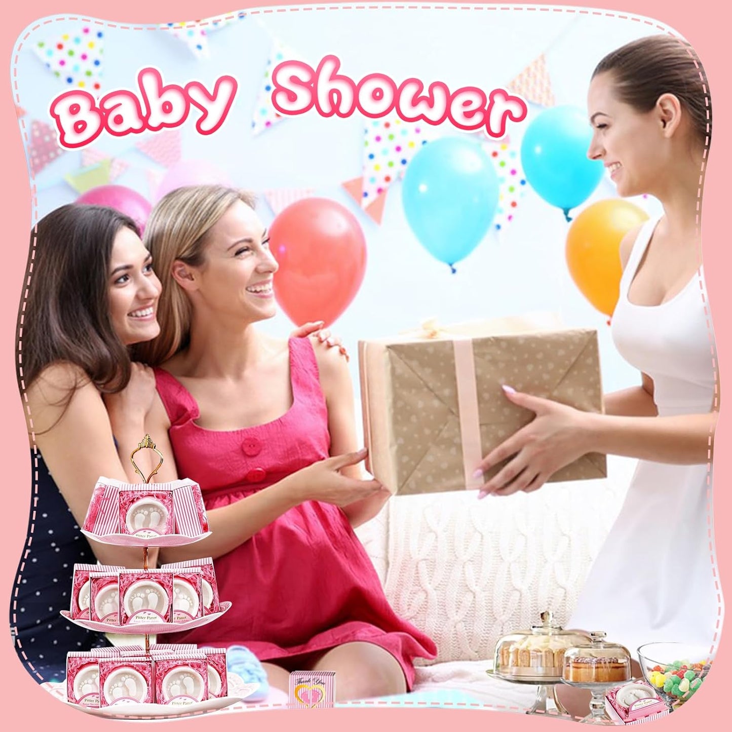 AIXIANG Baby Shower Favors Soaps Handmade Pink Gift Boxed Little Baby-feet Scented Soap Favors for Baby Girl Baby Shower Favors and Decorations (12 Pack, Baby Girls Baby Shower Favors)