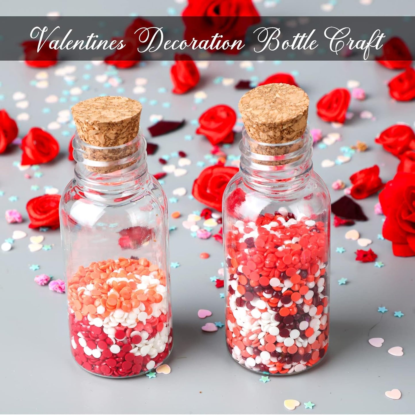 Sabary 100 Pack 1oz Plastic Potion Bottles with Cork Stoppers Mini Sand Art Bottles Tiny Cork Vial Small Jar with Funnel for Art DIY Craft, Essential Oil, Message, Wedding Party Favor