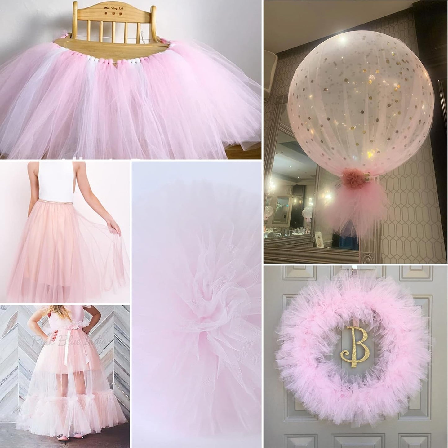 Light Pink Tulle Fabric Rolls 54 Inch by 40 Yards Tulle Bolt Spool for Wedding Decorations DIY Tutu Baby Shower Table Skirt Ceiling Decor Birthday Party Craft Supplies