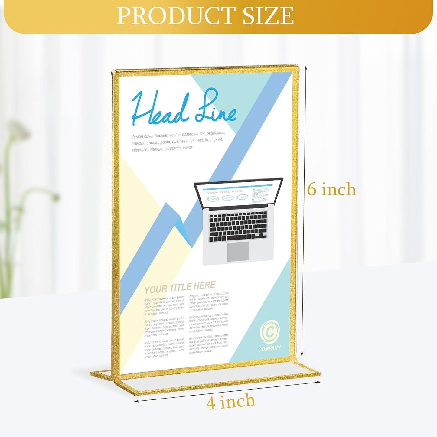 Hoteam 36 Pack Gold Acrylic Sign Holders, Gold Picture Frames Clear Wedding Table Numbers Double Sided Acrylic Holders for Wedding Restaurant Table Number Photos Menu Cards Art (4 x 6 Inch)