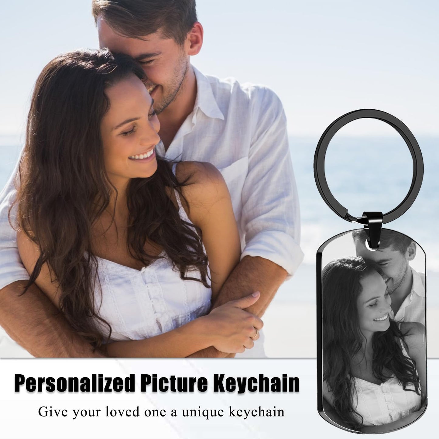 Custom Keychain with Picture, Personalized Keychain with Engraving Photo/Text for Dad, Mom