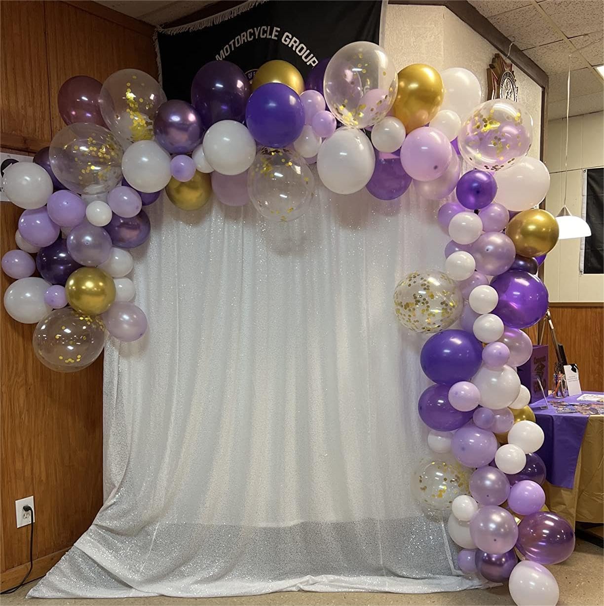 White Sequin Curtains 8FTx8FT - 1 Panel Party Backdrop Glitter for Birthday Wedding