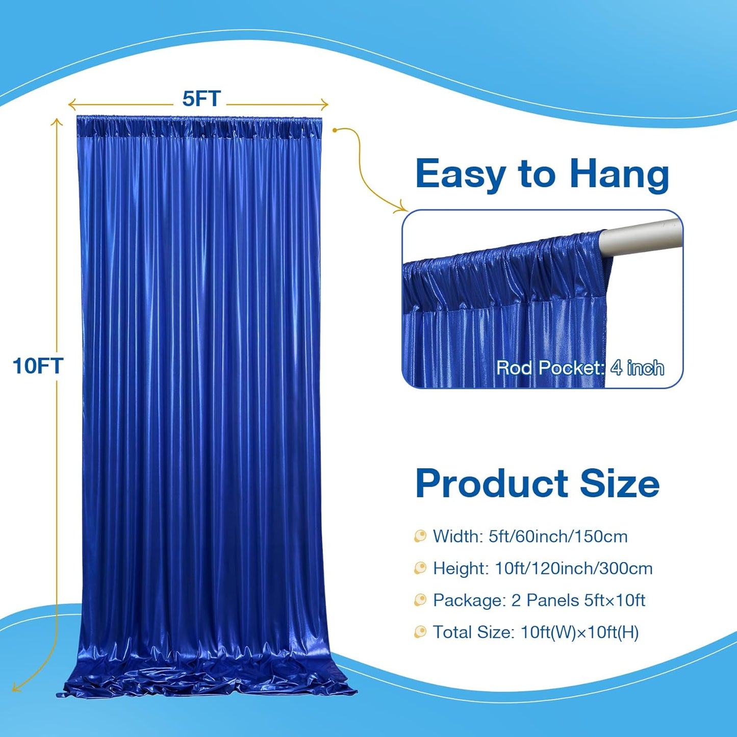 10x10 Wrinkle Free Royal Blue Sequin Backdrop Curtain for Parties-Thick Not Fall-Off Glitter Backdrop Drapes-2 Panels 5x10ft Shimmer Photo Back Drop Cloth for Wedding Birthday Photography Background