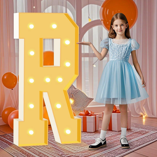 4FT Marquee Letters R, Large Marquee Light Up Letters, Mosaic Balloon Frame Letter for Engagement Wedding Decorations Birthday Party Backdrop Decor, Balloon Arch Kit