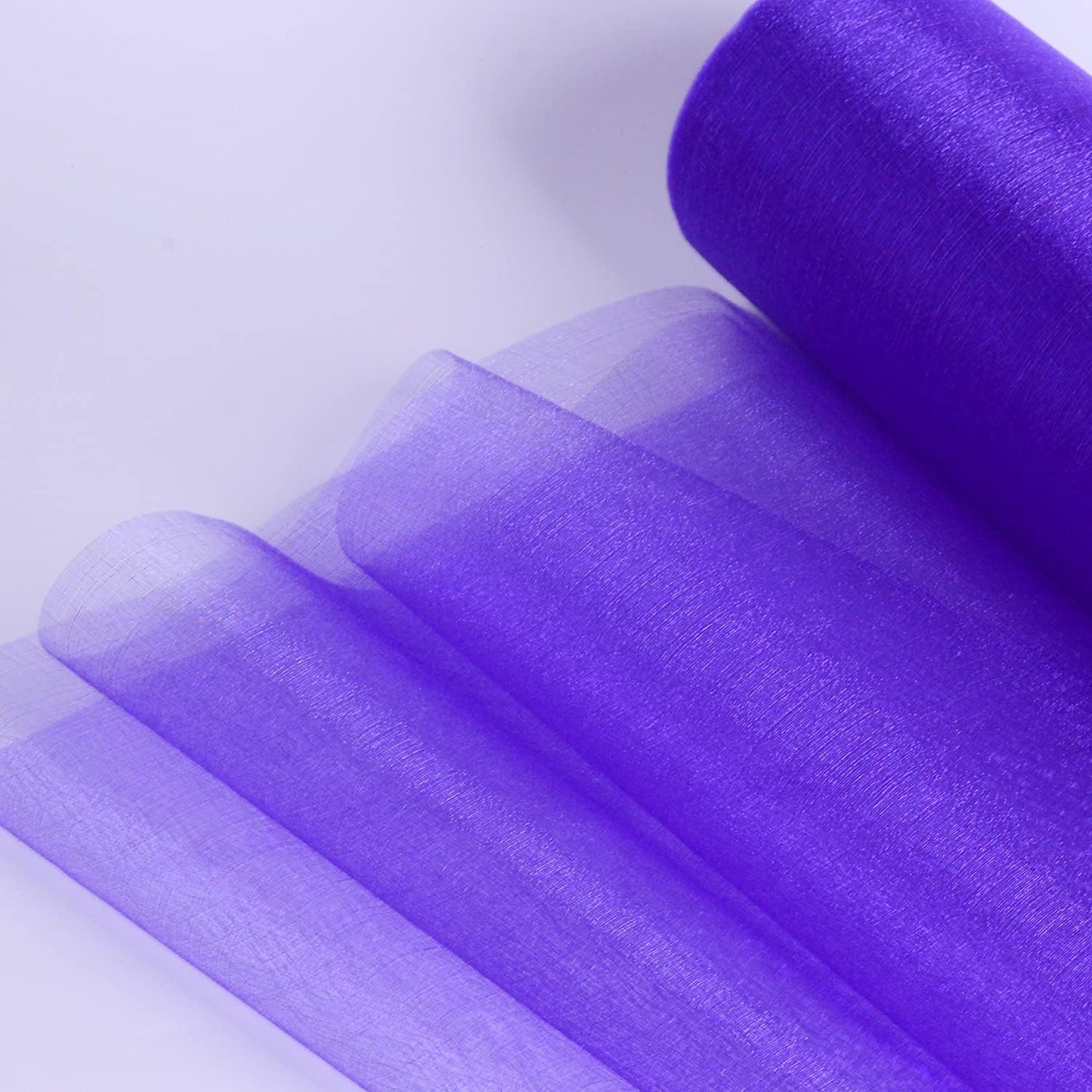 Crystal Organza Fabric Tulle - 16" by 50 Yards Sheer Fabric for Wedding Party Decoration Bridal Shower Tutu Roll Netting Spool Ribbon Wrapping (Purple)
