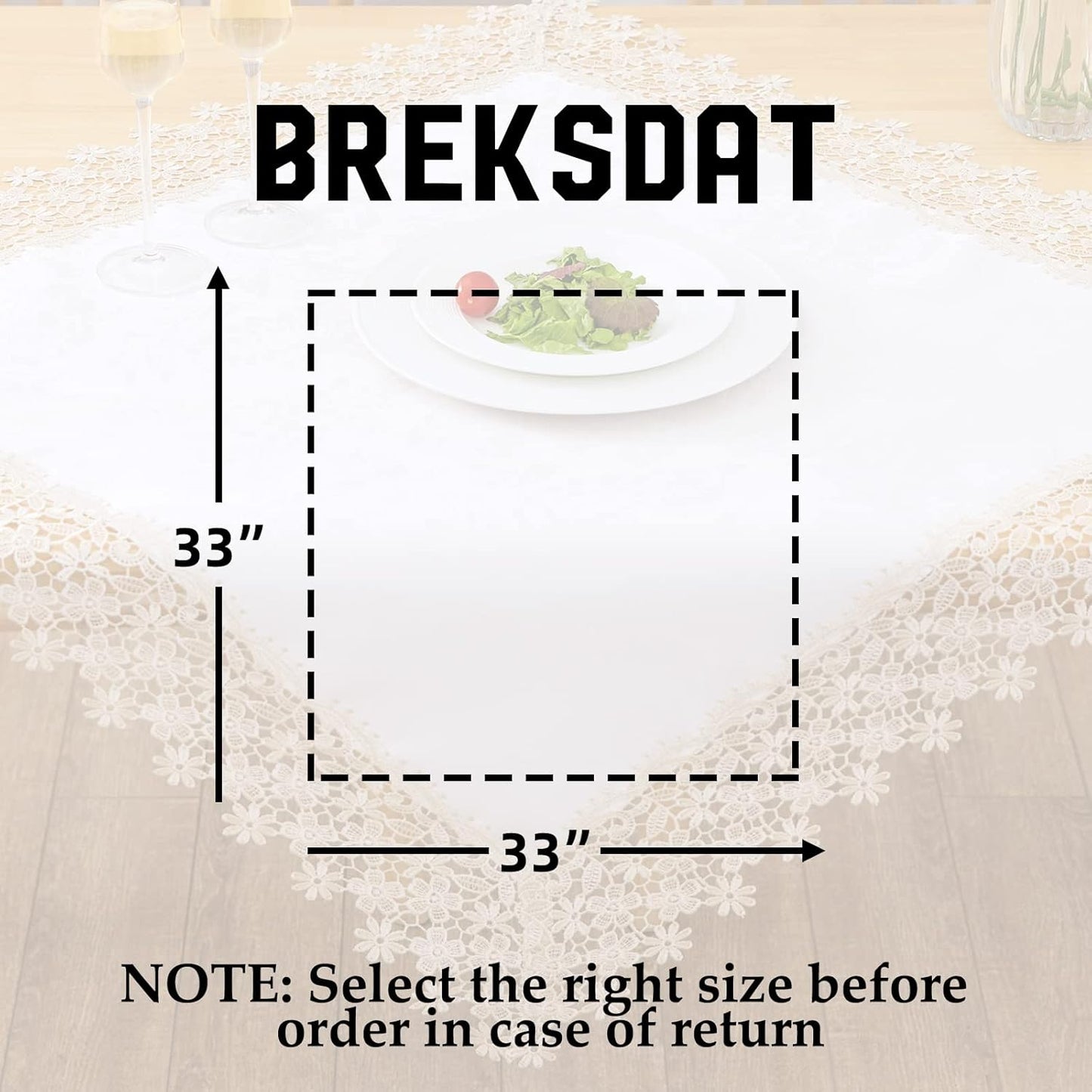 Beige lace Premium Square Farmhouse Tablecloth Waterproof OilProof SpillProof AntiShrink Soft Wrinkle Resistant Decorative Fabric Table Cover Kitchen Dinning Party Wedding Banquet