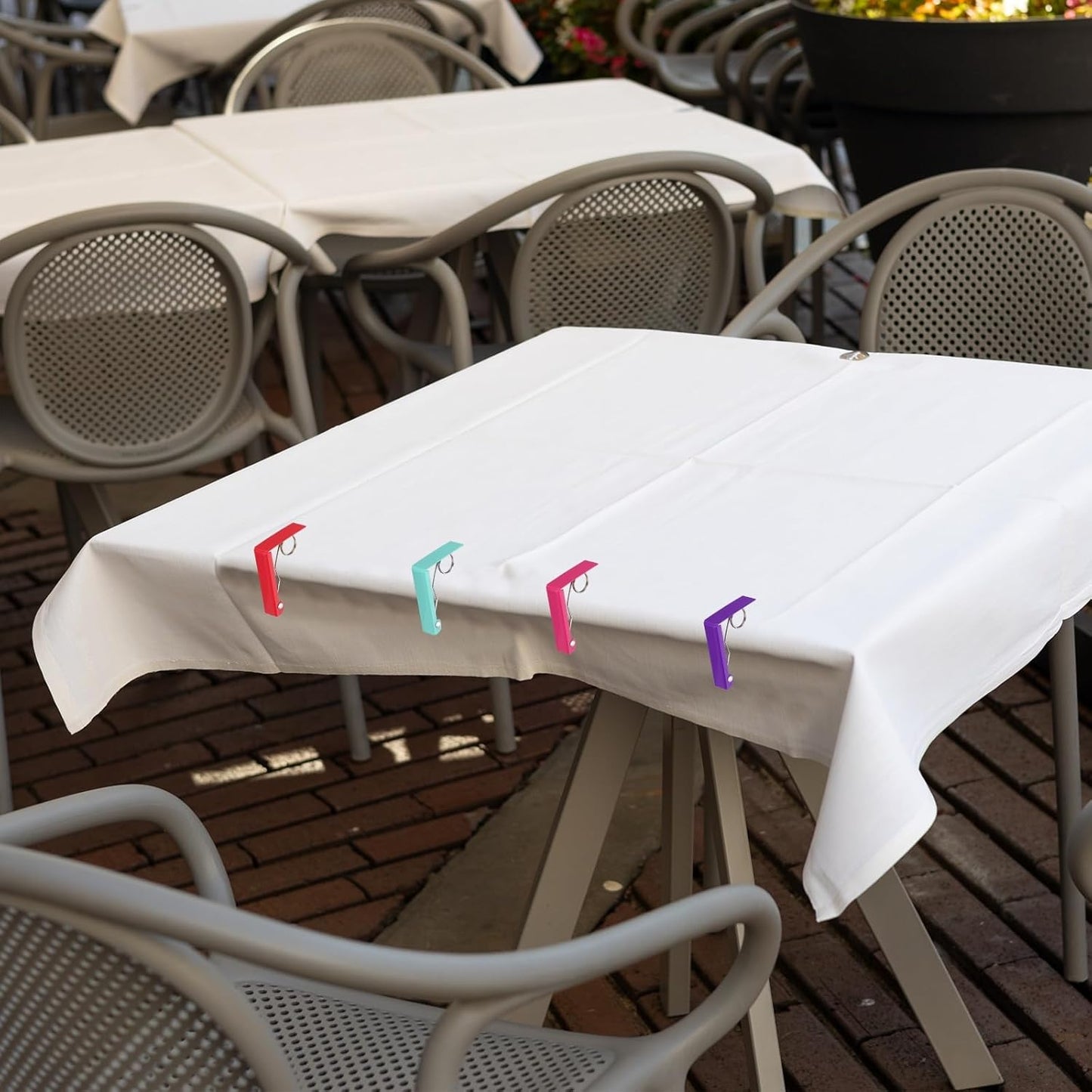 uxcell 6 Pack Tablecloth Clips, Stainless Steel Table Cloth Cover Clamps, 2.87" x 2.36" Windproof Holder Clips for Home Party Picnic Wedding Camping Dining Tables, Silver