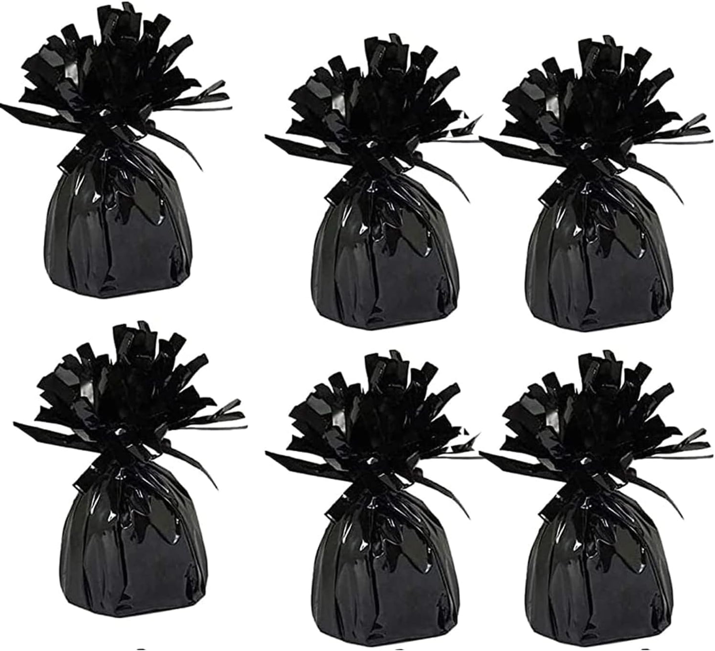Metallic Balloon Weights, Birthday Party Favors, Novelty and Gag Gifts, 5.5" Inches, 6-Pack (Black)