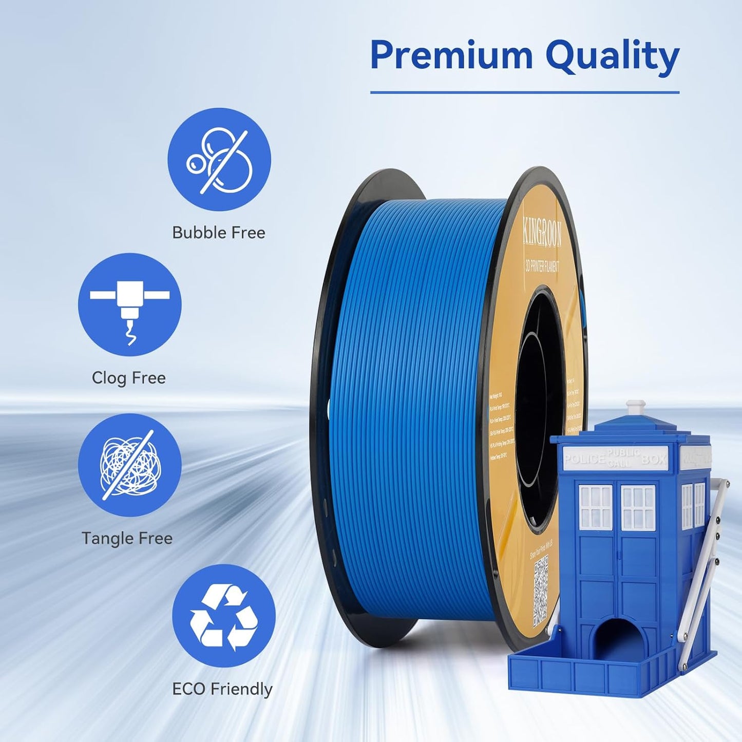 Kingroon PLA Filament 1.75mm 3D Printer Filament Blue Pla Filament 1kg Filament Dimensional Accuracy +/- 0.02mm, Fit Most FDM Printer,Light Blue