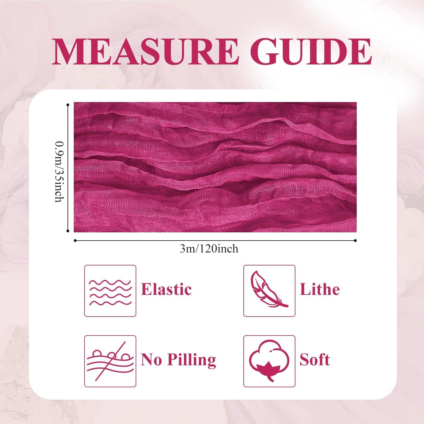 Asee'm 3pcs Cheesecloth Table Runner 120 Inches Long Fuchsia Boho Gauze Cheese Cloth Runner 10FT Rustic Sheer Table Runners for Christmas Wedding Party Baby Shower Spring Easter Decoration