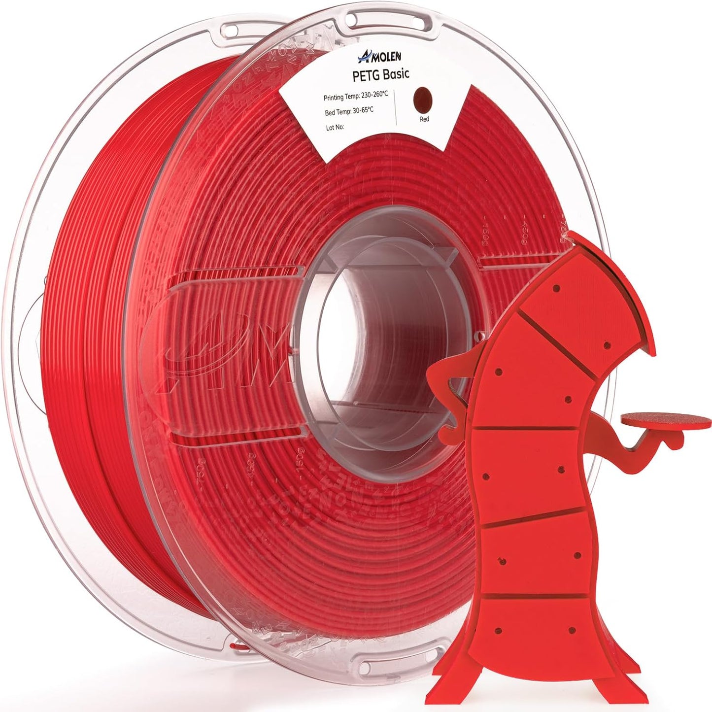 AMOLEN Rapid PETG Basic 3D Printer Filament 1.75mm +/-0.02mm,500mm/s High Speed Strong Toughness Red 1KG/2.2lb