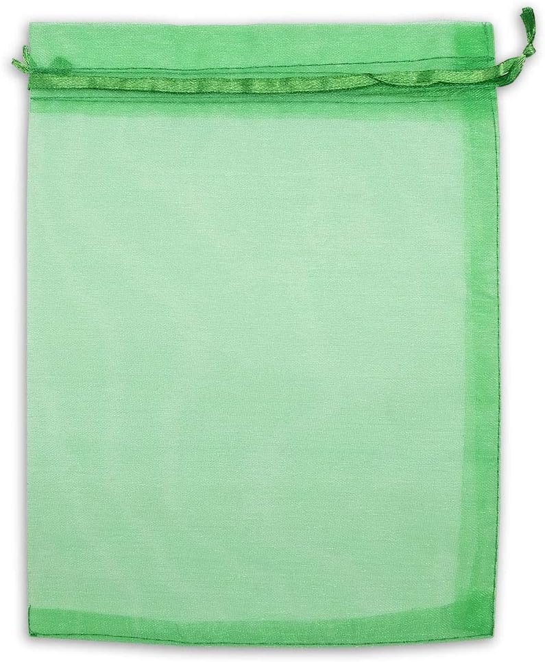 TheDisplayGuys 48-Pack 6x8 Light Green Sheer Organza Gift Bags with Drawstring, Jewelry Candy Treat Wedding Party Favors Mesh Pouch