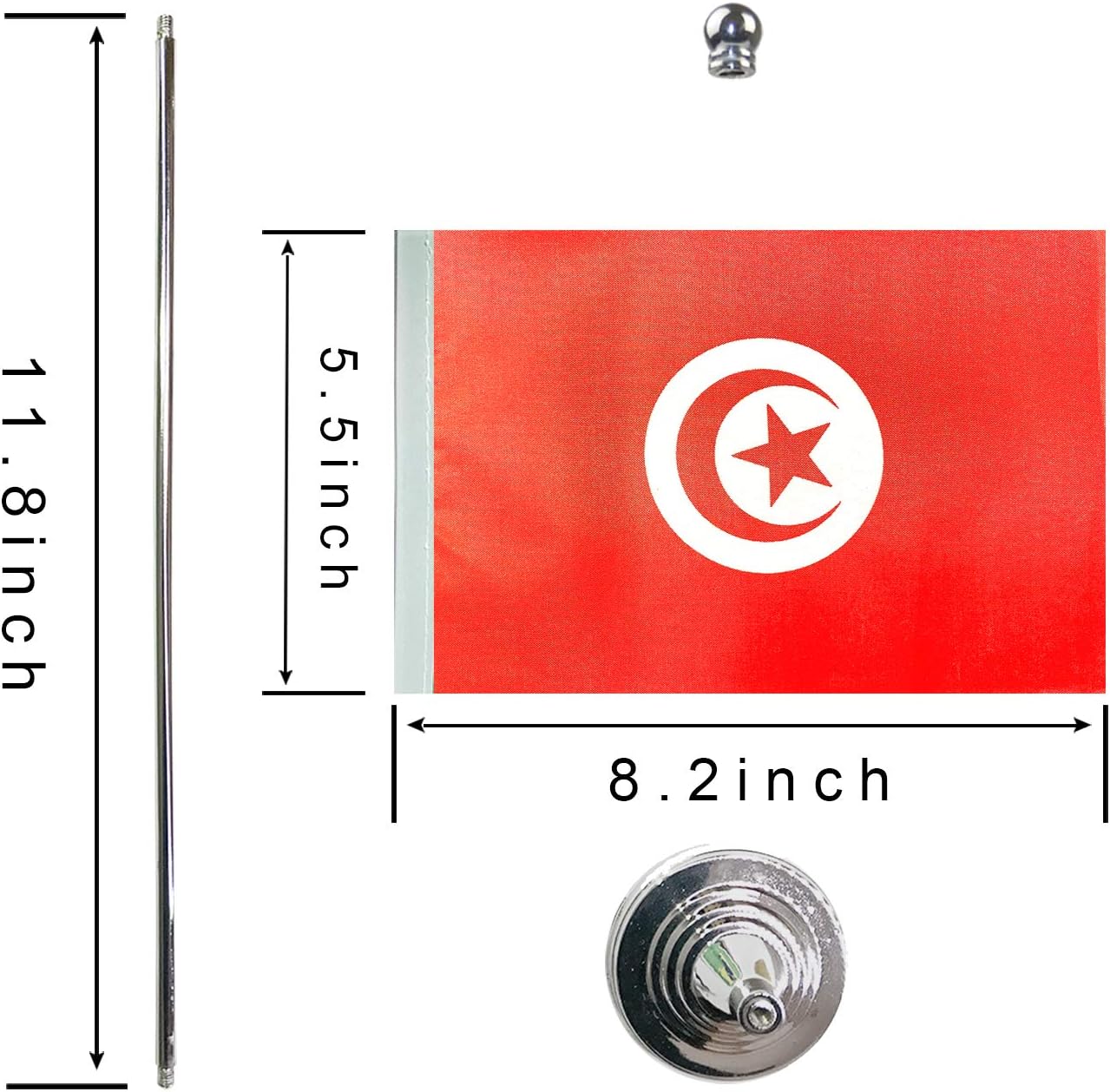 GentleGirl.USA Tunisia Table Flags,Stick Small Mini Tunisian Flag Office Desk Flag on Stand with Stand Base, International Festival Decoration,Tunisian Theme Party Decoration,Home Desk Decoration