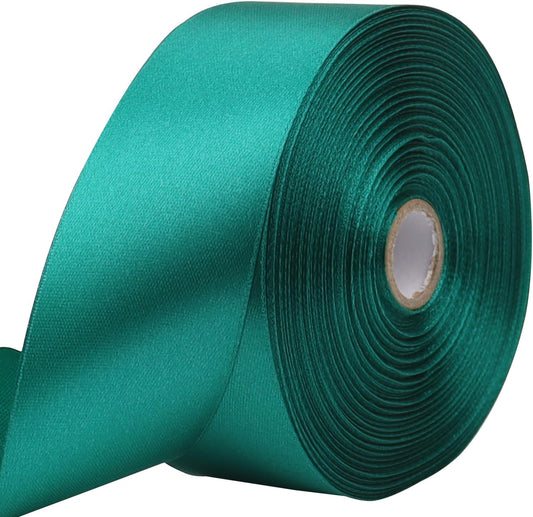 Teal Solid Satin Ribbon 1-1/2 Inch 50 Yards Solid Polyester Fabric Ribbon for Gift Wrapping Wedding Christmas Baby Shower Birthday Party Decoration Handmade Immortal Flower Craft