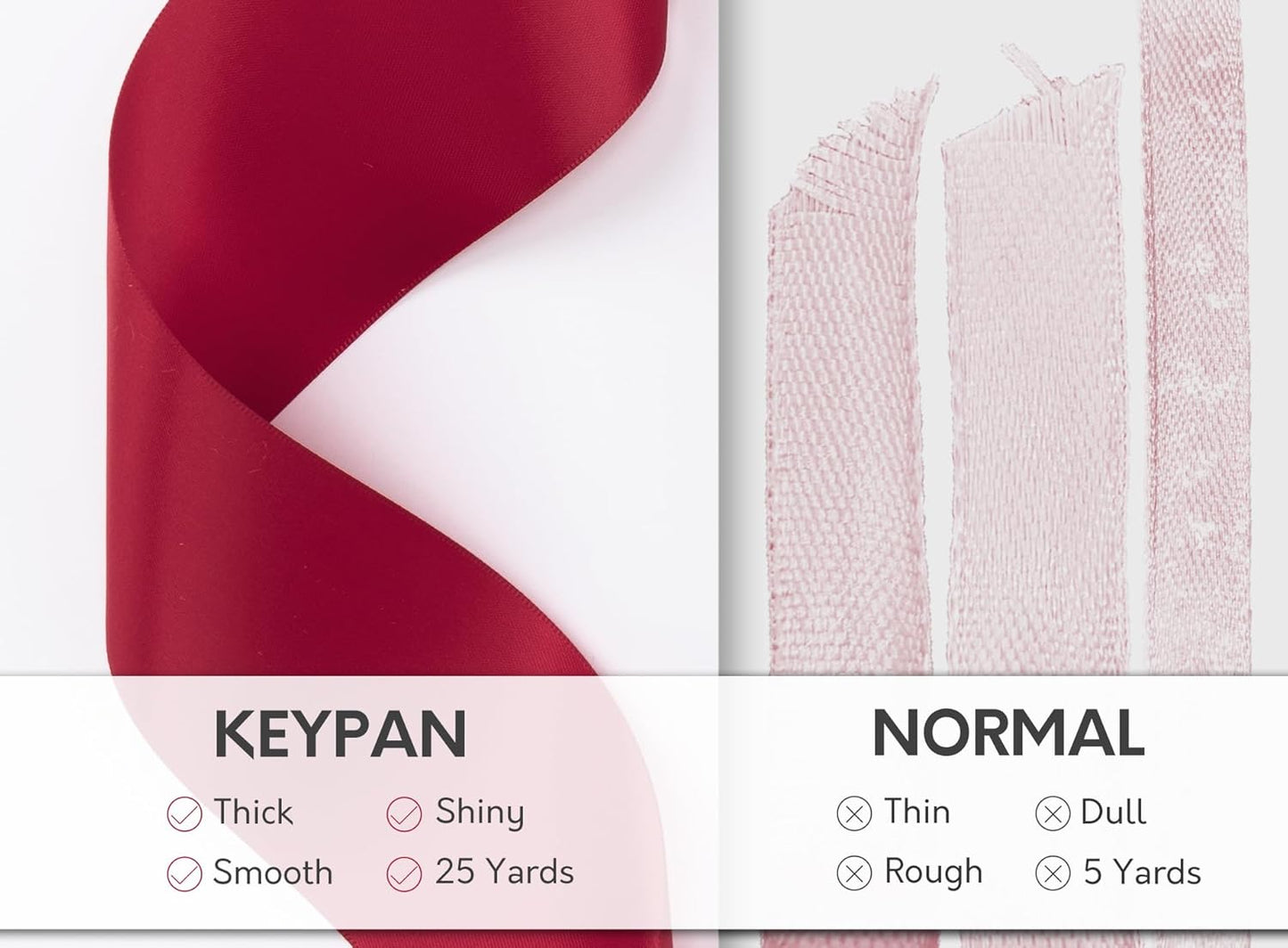 Burgundy Satin Ribbon 2.5 Inch Double-Faced Ribbons 25 Yards for Christmas Gift Wrapping Flower Bouquet Wedding Paper Bows Invitations Crafts