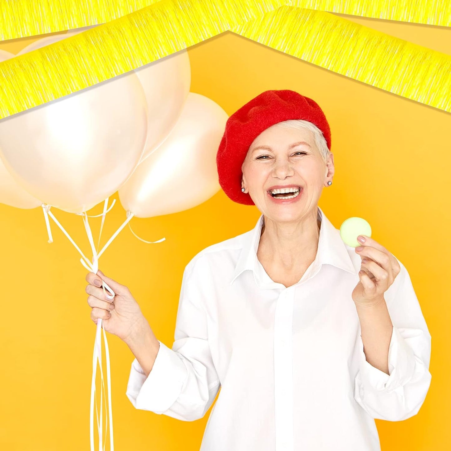 6 Pack 10 Feet Foil Fringe Garland Metallic Tinsel Streamers Banner Wall Hanging Curtain Backdrop Banner for Parade Floats, Thanksgiving, Christmas, Birthday, Halloween Party Decorations(Yellow)