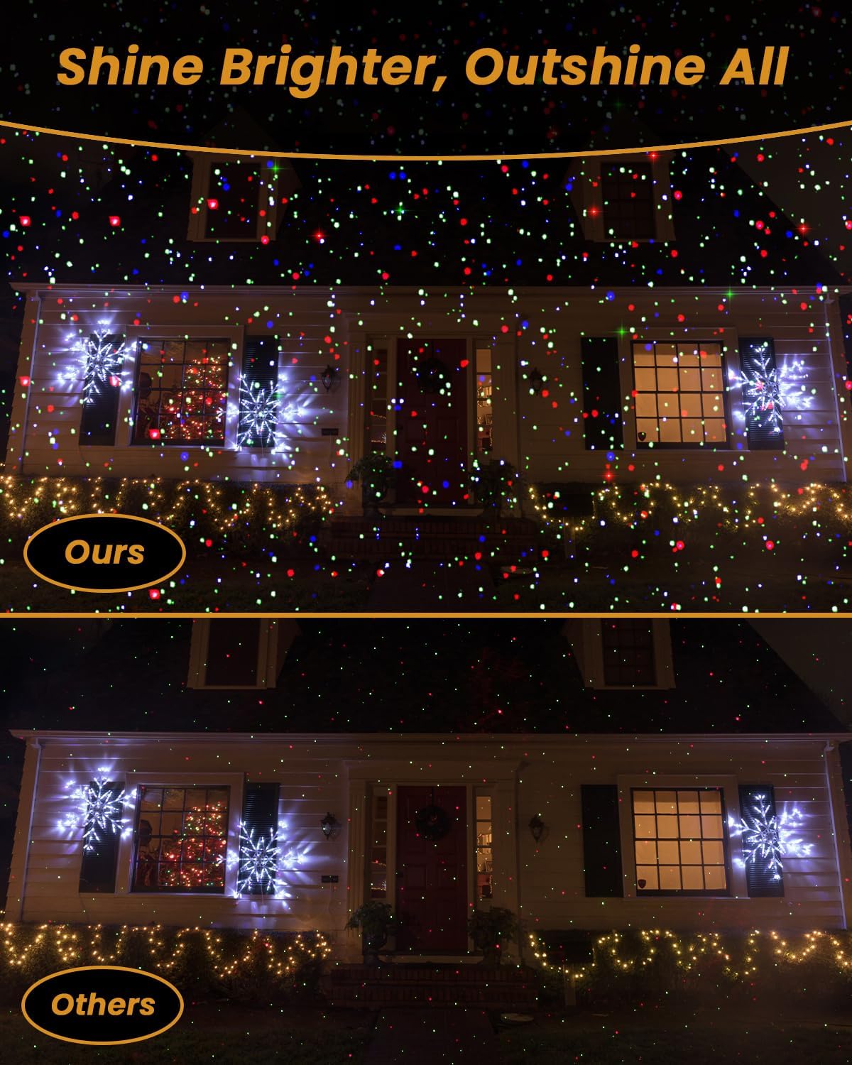 Christmas Laser Lights Outdoor, RGB (Red, Green, Blue) Light Projector with RF Remote and Timer for Parties & Wedding, Brighter Projection Lights for Christmas, Holidays and Garden Decor