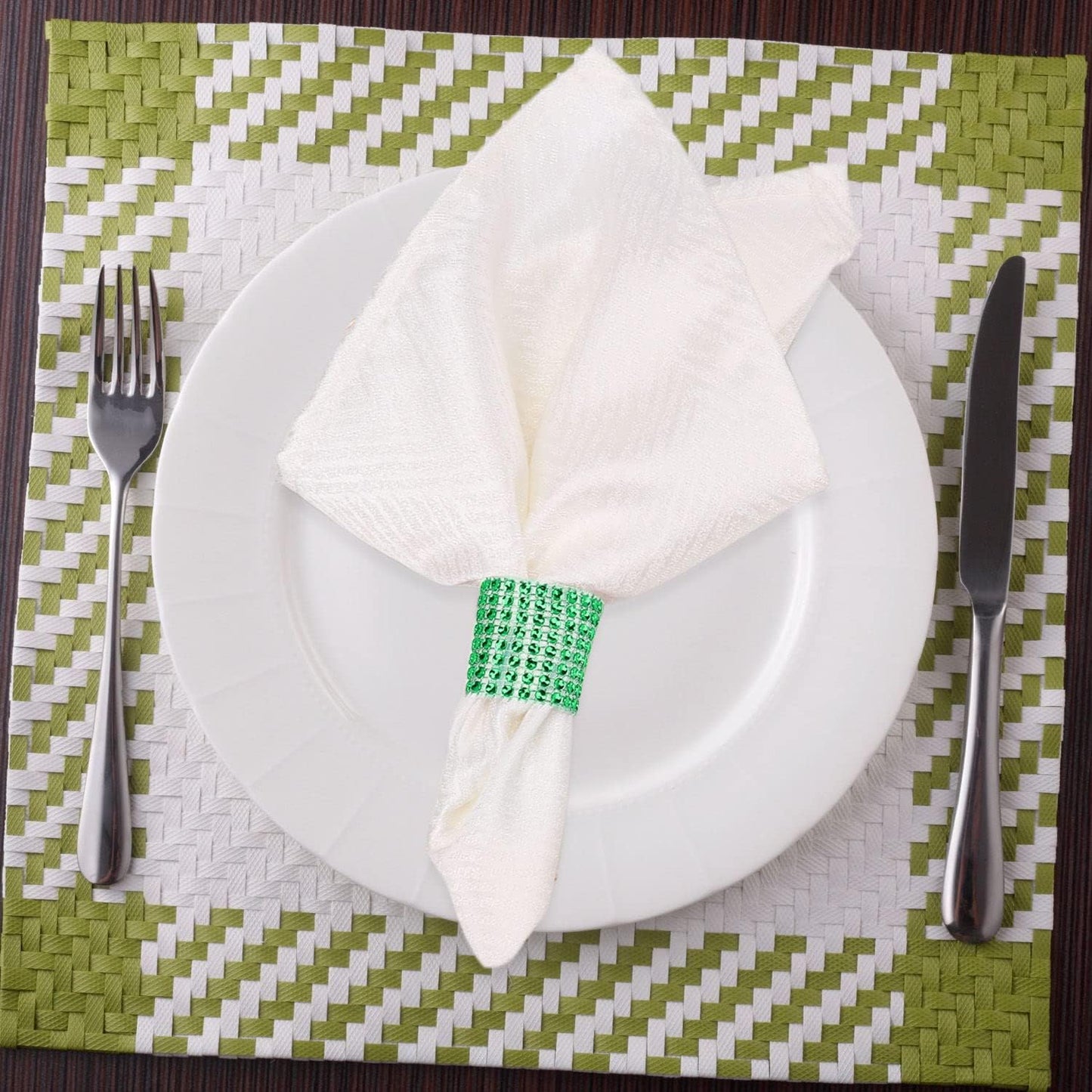Green Napkin Rings Bulk Set of 150pcs,Wedding Rhinestone Crystal Diamond Napkin Rings Adornment for Wedding Reception, Dinner, Place Settings, Holiday Parties or DIY Decoration (150,Green)