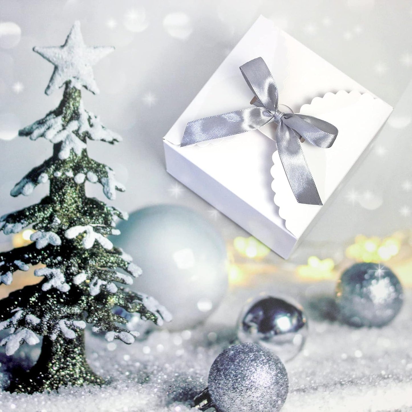 WEWILUCK Small White Gift Box, 10 PCS Pretty Favor Gift Boxes with Lids Bulk for Wedding, Bridesmaid Proposal, Birthday, Party, Holiday, Galentine's Day Presents, 4.75” x 4.75” x 3.53”